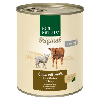 Nassfutter Hund, Senior, Lamm und Kalb 6x800 g