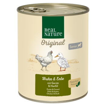 Nassfutter Hund, Senior, Huhn und Ente 6x800 g