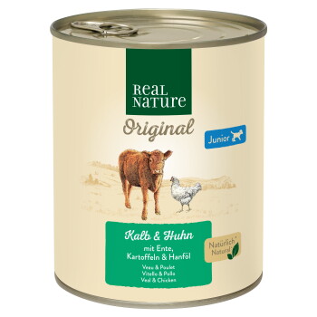 Nassfutter Hund, Junior, Kalb und Huhn 6x800 g