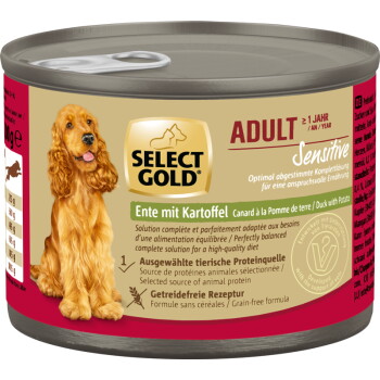 Nassfutter Hund Sensitive Adult Ente mit Kartoffel 6x200 g