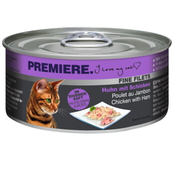 Fine Filets Nassfutter Katze Adult Huhn mit Schinken 12x80 g