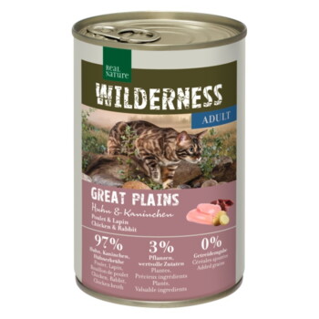WILDERNESS Nassfutter Katze, Adult, Great Plains, Huhn und Kaninchen 6x400 g