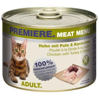 Meat Menu Nassfutter Katze Adult Huhn mit Pute und Kaninchen 6x200 g