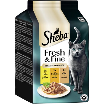 Fresh Fine Nassfutter Katze Adult Multipack in Sauce Huhn, Truthahn und Ente 36x50 g