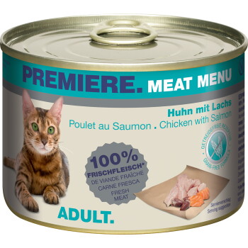 Meat Menu Nassfutter Katze Adult Huhn mit Lachs 6x200 g