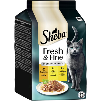 Fresh & Fine Nassfutter Katze Adult, Multipack, in Gelee Truthahn, Huhn und Geflügel 36x50 g