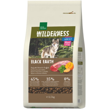 WILDERNESS Trockenfutter Hund, Adult, Maxi, Black Earth, Rind mit Strauß und Büffel 2,5 kg