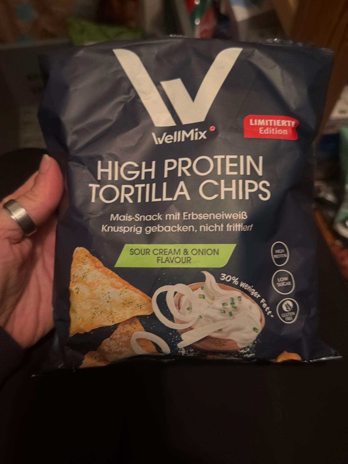 High protein tortilla chips